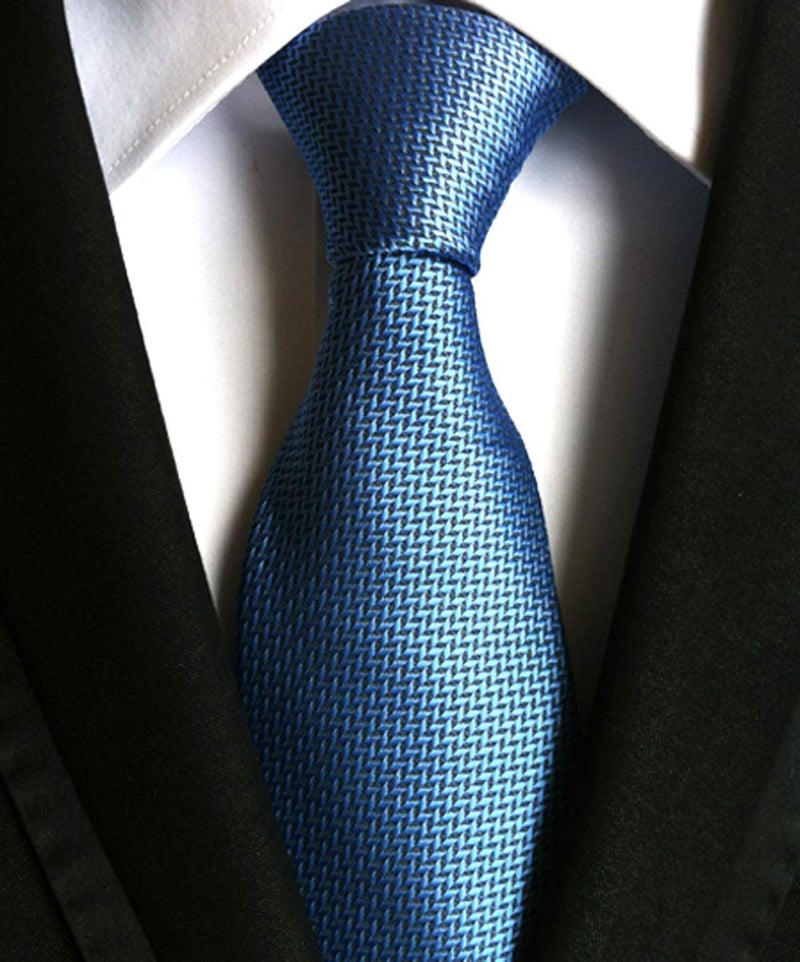 Secdtie Men's Blue Pattern Ties Formal Solid Color Grooms Christmas Soft Dances Neckties - Image 2